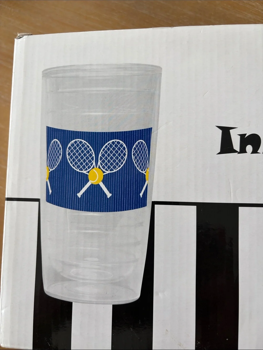 MSC Insulated Tumblers - Blue Tennis Pattern (4 Pack)